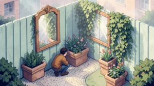 Pixel-art scene: Low-Effort Ways to Make a Small Garden Feel Bigger